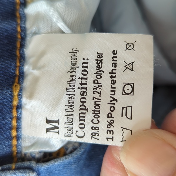 Distressed Embroidered Floral Jean Short Overalls M Blue Y2K Shortalls - Picture 2 of 14